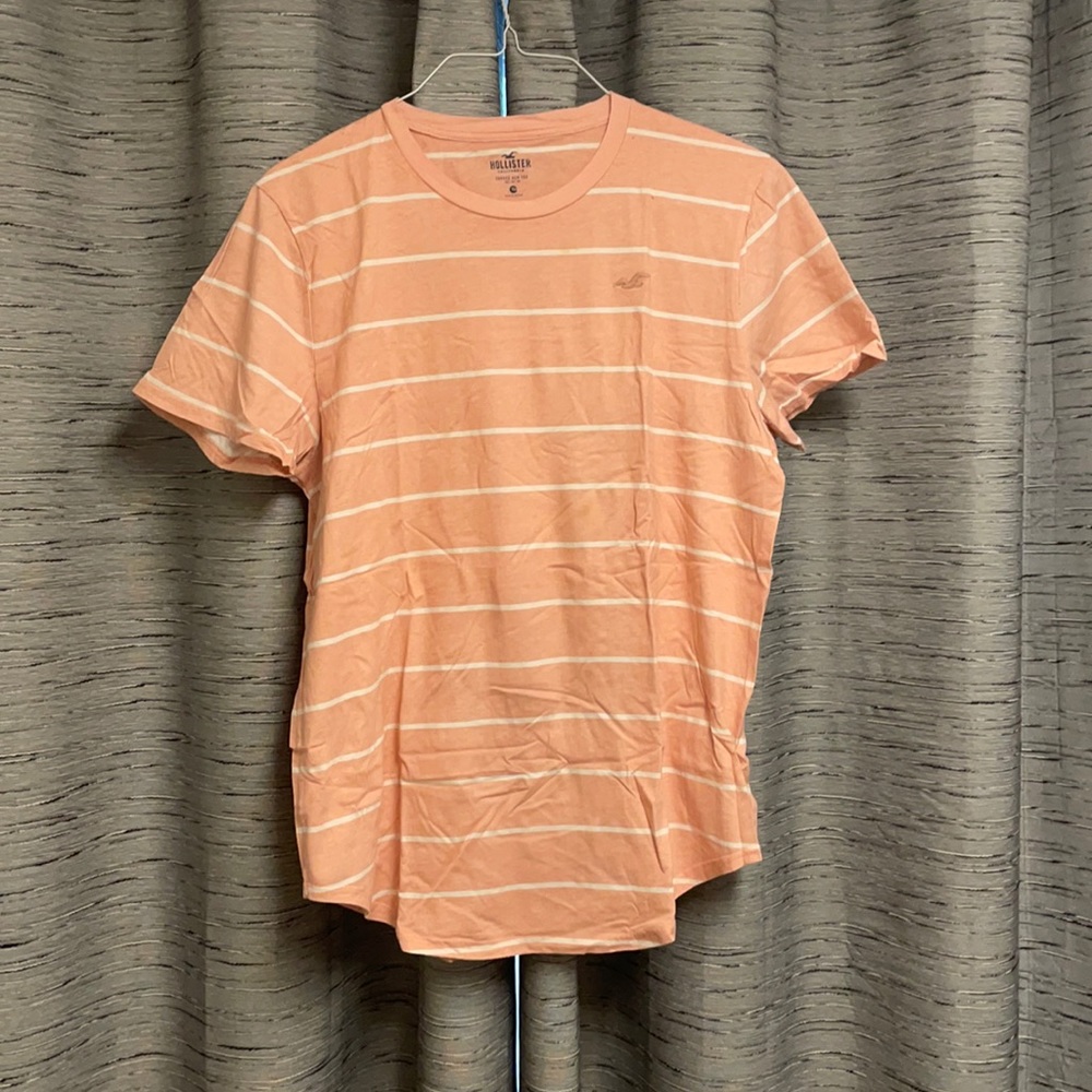 Men’s Hollister Coral Striped Shirt
